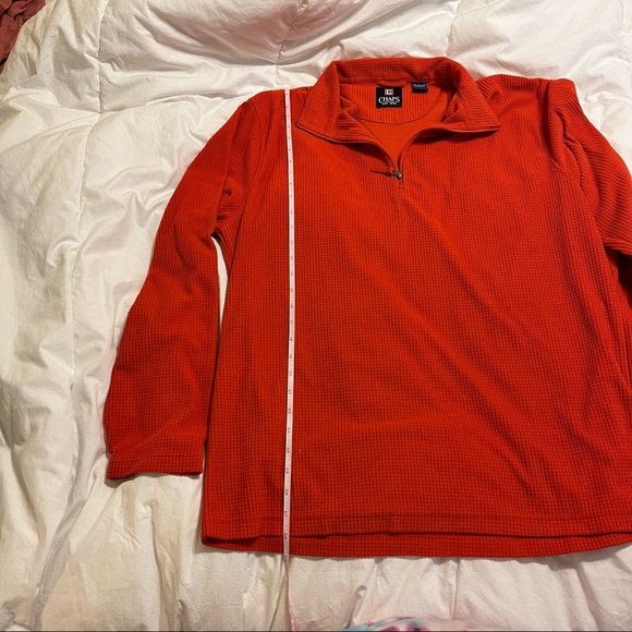 Chaps mens orange long sleeve 1/4 zip pullover size large  sweater soft - Picture 5 of 5
